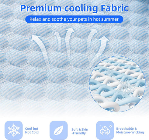 Dog Cooling Mat with Memory Foam, Removable Washable Cover, 48'' x 30'' Dog Mattress for Large Medium Dogs