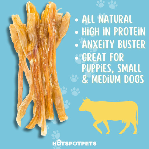 hotspot pets Beef Tendon Chews for Dogs, 8 Inch All Natural, Grass-Fed Premium USDA Gambrol Beef Tendon Stick