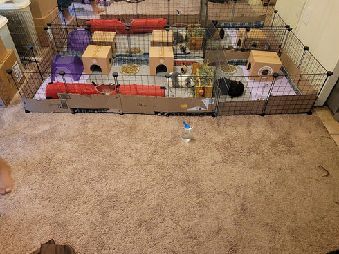 16pcs 13"x13" LANGXUN Small Animal Playpen with Waterproof Mat, Pet Playpen, Rabbit Guinea Pig Cages, Puppy Kitten