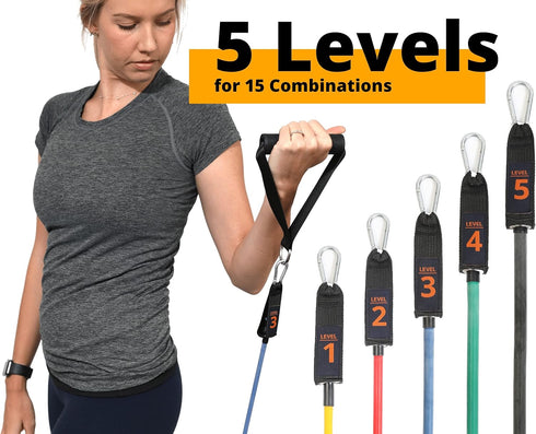 Resistance Bands Kit with Handles, 12-Piece Set with Travel Pouch for Gym Workouts, 150lbs