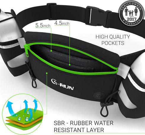 Hydration Running Belt with Bottles - Water Belts for Men and Women, iPhone Running Belt for Jogging Cycling Biking