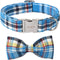 Unique Style Paws Plaid Dog Collar with Bow, Adjustable Soft and Comfy Bowtie Collars for Small Medium Large Dogs (XS)