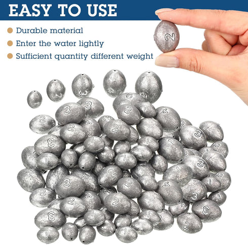 Vertintong Egg Fishing Sinker Weights Kit Egg Weights Rig Drop Bass Casting Fishing Sinkers Saltwater Freshwater Gear