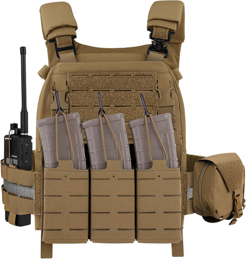PETAC GEAR Tactical Triple 556 Magazine Pouch with Kydex Insert, AR Front Flap Magazine Pouch, Laser Cut MOLLE