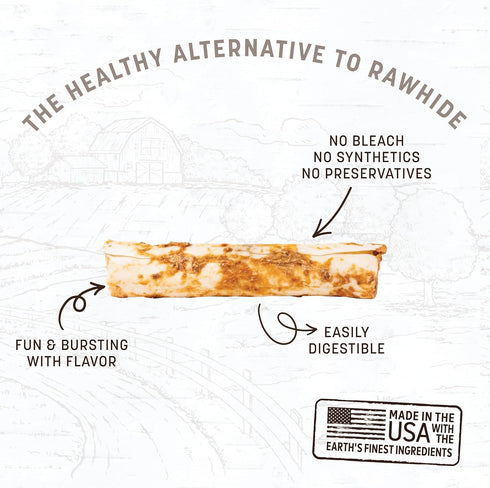 3 Count Pack Earth Animal No Hide Chews - Long Lasting Rawhide Free Medium Dog Chews Rolls, Pork - Value