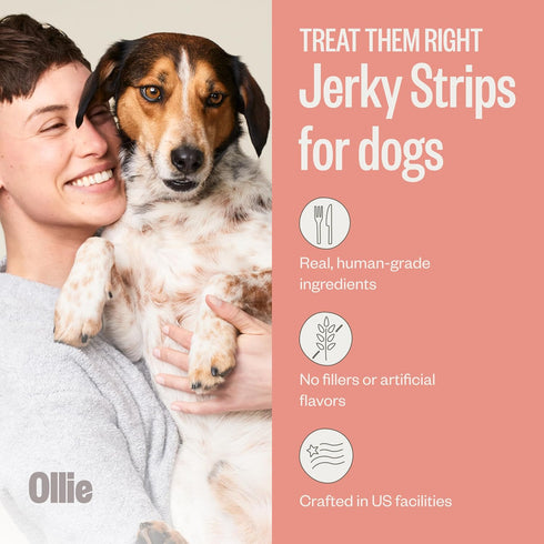 Ollie Beef and Sweet Potato Jerky Recipe Dog Treats - All Natural Healthy Dog Treats 5 Oz.
