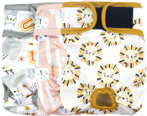 Langsprit Washable Female Dog Diapers (3 Pack) - No Leak Reusable Diapers