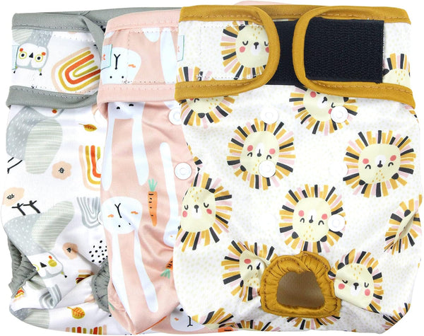 Langsprit Washable Female Dog Diapers (3 Pack) - Doggie Reusable Small Medium
