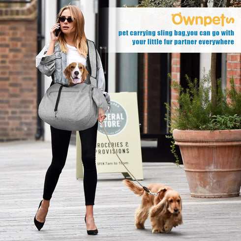 Ownpets Pet Sling Carrier, Fits 15 to 25lbs Extra-Large Dog/Cat, Reversible Hands-Free Bag for Outdoor Travel