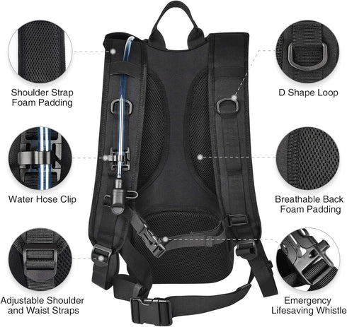 NOOLA Hydration Backpack with 3L TPU Water Bladder, Tactical Molle Pack for Hiking, Biking, Running, Climbing