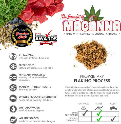grandma lucy's Macanna Freeze Dried Grain Free Beef Recipe Dog Food, 1 lb