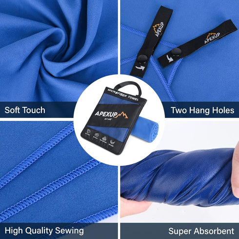 Swimming (72"40", APEXUP Microfiber Travel Towel, Ultra Absorbent Quick Dry Towels, Lightweight Gym Sports Camping