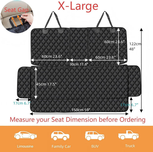 ANOSOSPECIAL Dog Car Seat Cover for Back Seat Cover for Kids, Waterproof X Large Rear Seat Protector for Pet Auto SUV