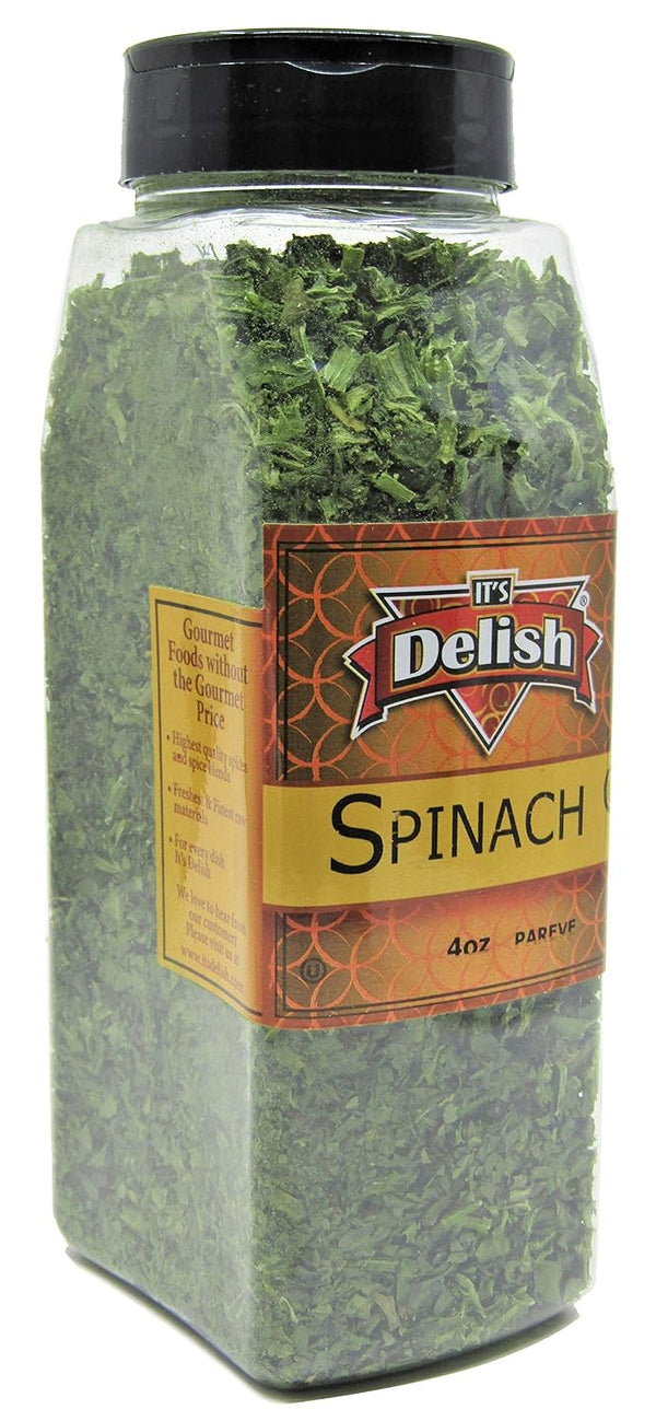 Dried Spinach Flakes by It's Delish, 3.5 Oz Large Jar