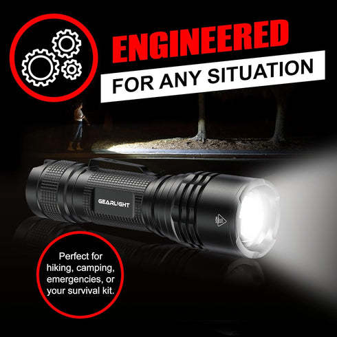 GearLight LED Tactical Flashlights - High Lumens Mini Flashlights for EDC Carry, Compact Emergency Gear, Water Resistant