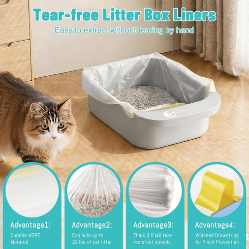 4 24.411 Inches80 Counts/4 Packs Litter Bags for Automatic Cat Litter Box, Replacement Extra Large Self-Cleaning Cat