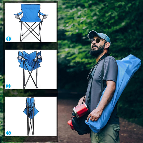 Set 2, 275lbs HaSteeL Foldable Camping Chair of Folding Camp Chairs & Carrying Bags for Adults, Portable for Lawn