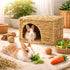Chinchilla (1 Pack) HERCOCCI Extra Large Grass House for Rabbit, Foldable & Comfortable - Small Animal Hut Play