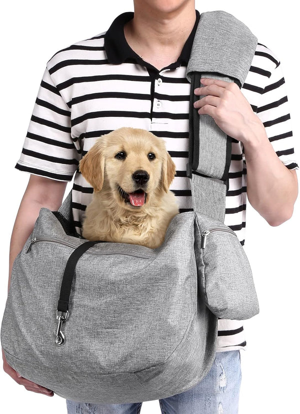 Ownpets Pet Sling Carrier, Fits 15 to 25lbs Extra-Large Dog/Cat, Reversible Hands-Free Bag for Outdoor Travel