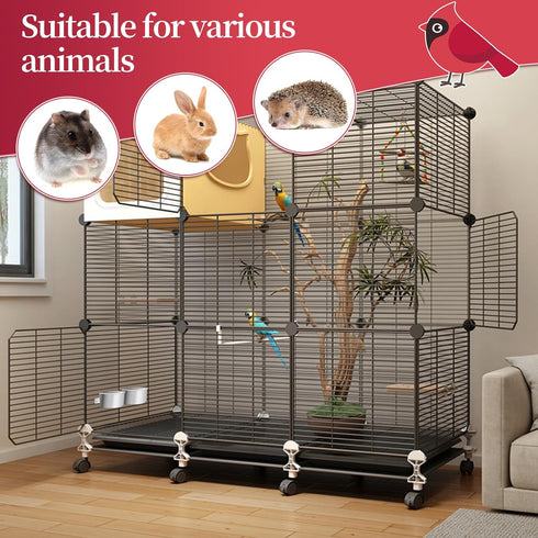Bird Cage Feeder, 40oz Stainless Steel Food Water Bowl with Clamp for Small Animals