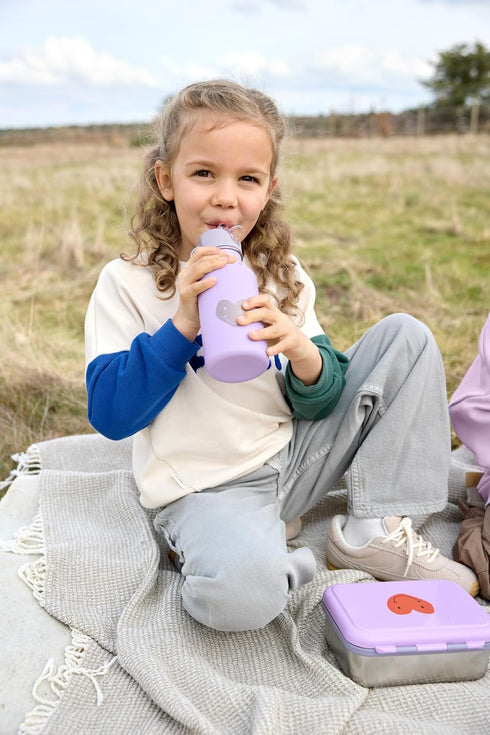 Lassig 500 ml, LSSIG Little Gang Smile Stainless Steel Water Bottle, BPA-Free, Children's Nursery, Leak-Proof