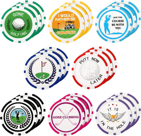 Sosation 24 Pcs Golf Ball Marker - Funny Poker Chip Collection, 1.57 Inches Set for Men & Women Accessories