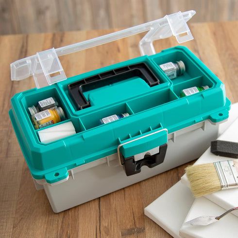 Sheffield 12671 13" Tackle Box, Fishing Gear Organizer with Flip-Up Lid and Lift-Out Tray