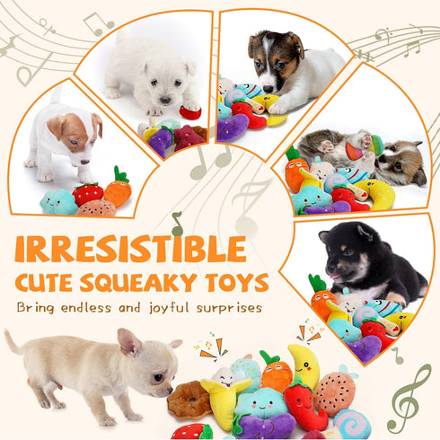 Charming Chorus 20 Pack Squeaky Dog Toys Set - Plush Puppy Toys for Small Dogs - Interactive Dog Squeak Toys