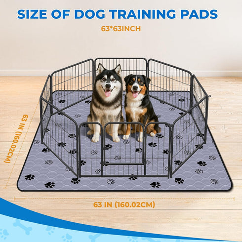 2 Pack 63"x63" Fostanfly Non-Slip Washable Pee Pads for Dogs, Large Ultra-Absorbent and Leak-Proof Reusable Potty