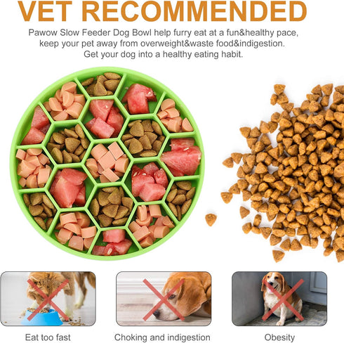 Slow Feeder Dog Bowls, Silicone Dog Bowl with Suction Cup, Interactive Puzzle Feeder for Dogs