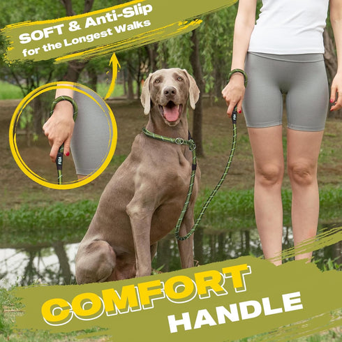 Fida Durable Slip Lead, 6 FT x 1/2" Heavy Duty Loop Leash, Comfortable Strong Rope for Large Medium Dogs, Green