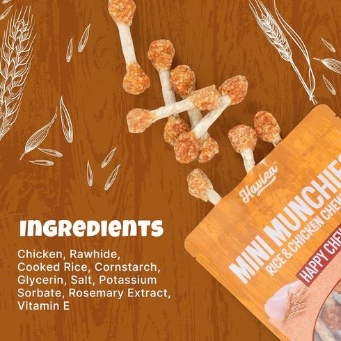 2.5" 16oz, Havira Training Treats for Small Dogs, Mini Rawhide Chews, Chicken Wrapped Dumbbells Chicken Rice Flavor