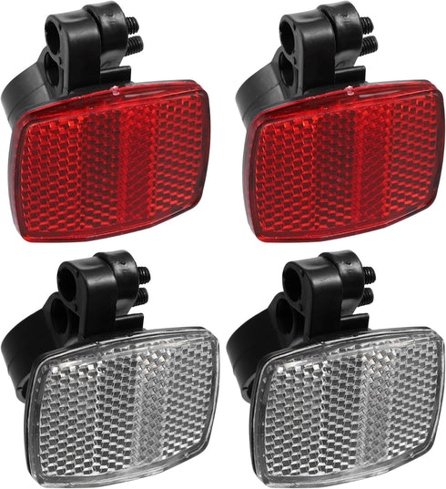 X AUTOHAUX 4pcs Bicycle Front Rear Reflector Kit, Mountain Bike Safety Warning Reflectors for Night Cycling