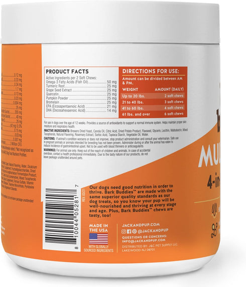 Jack&Pup Dog Vitamins and Supplements, Multivitamins for Dogs, Chewable Soft Chews Puppy Vitamins, 60ct