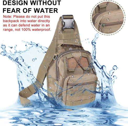 Qcute Tactical Backpack, Waterproof Military Cross-body Molle Sling Shoulder Bag for Outdoor Everyday Carry