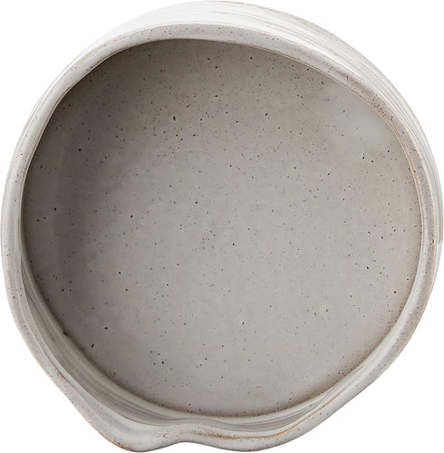Fringe Studio Stoneware Pet Bowl, Medium, Ribbed White (501005)