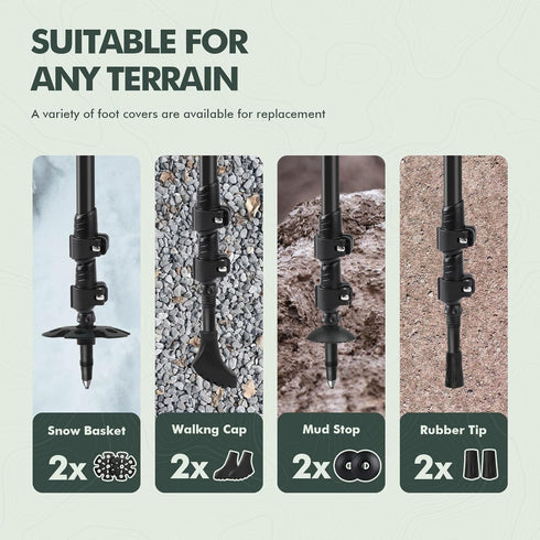 KINGGEAR Adjustable Hiking Poles, Walking Sticks with Quick Flip Lock, Lightweight Collapsible, Durable Aluminum