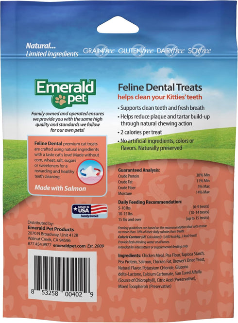 Feline Dental Treats, Grain Free, Salmon Treats, 3 oz, Natural Dental Treats for Cat Teeth and Breath