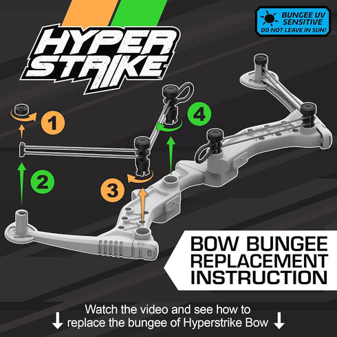 Zing HyperStrike Bow Bungee Replacement and Arrow Refill Pack, Includes 2 Green Bungee Sets and 4 Blue Arrows