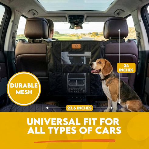 Dog Car Backseat Barrier Padded Durable Nylon Net Pet Barrier with Mesh Windows | Vehicle Travel Dog Fence, Universal