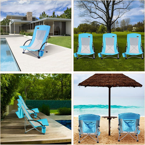 Nice C Beach Chair, Sling Sand River Chairs for Adults, Sillas De Playa, Beach Seat with Cooler High Back, Cup Holder