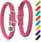 WAUDOG Ultra Soft Rolled Leather Dog Collar for Small Medium Large Dogs - Soft Padded Collars for Male and Female