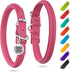 WAUDOG Ultra Soft Rolled Leather Dog Collar for Small Medium Large Dogs - Soft Padded Collars for Male and Female