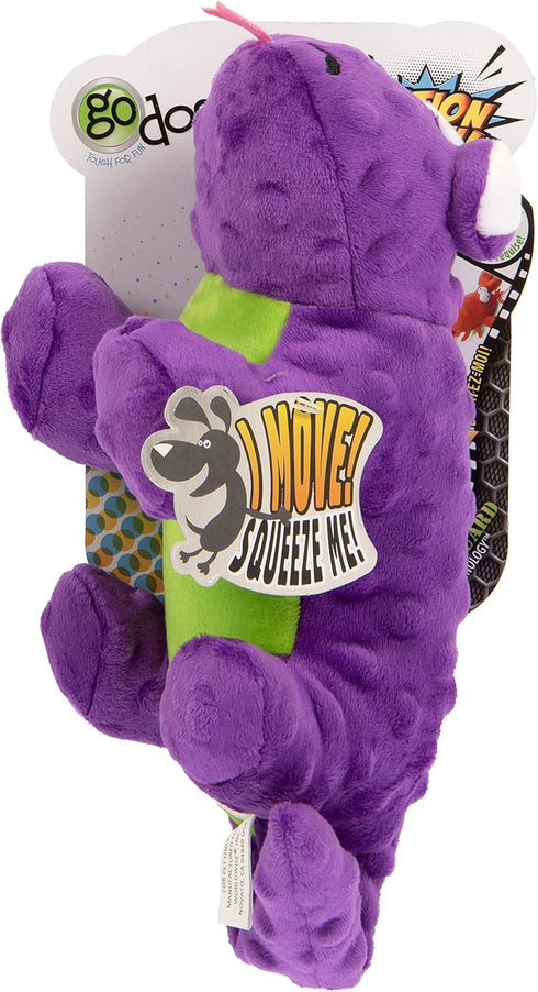 goDog Action Plush Lizard Animated Squeaky Dog Toy, Chew Guard Technology - Purple, One Size