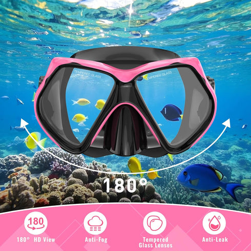 ForShine Set Swimming Packages Snorkeling Gear for Adults, Snorkel Scuba Diving mask Dry-Top, Adult Goggles w/Nose