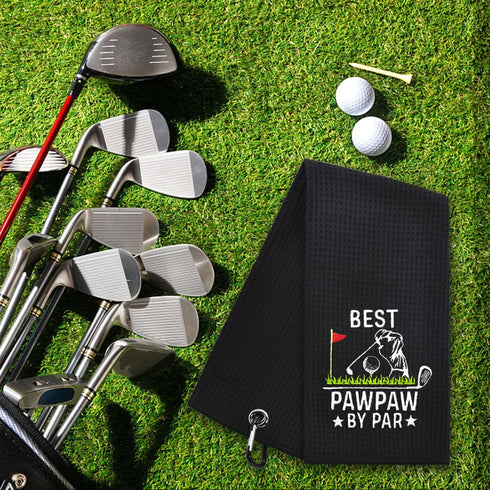 Hafhue Best Pawpaw by Par Embroidered Golf Towel, Gift for Grandpa Golf Fan
