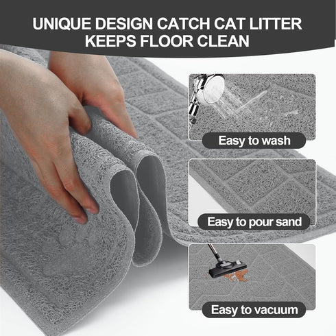 Motsamla 35" 24" Cat Litter Mat, Litter Trapping Mat Soft on Kitty Paws, x Kitten Litter Box Mat for Cleaner Floors
