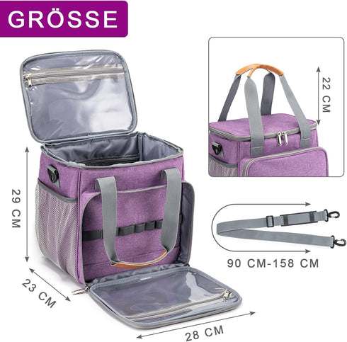 Pet Grooming Bag, Organizer Tote for Dog Grooming Supplies, Perfect for Pet Grooming Tool Kit (Purple)