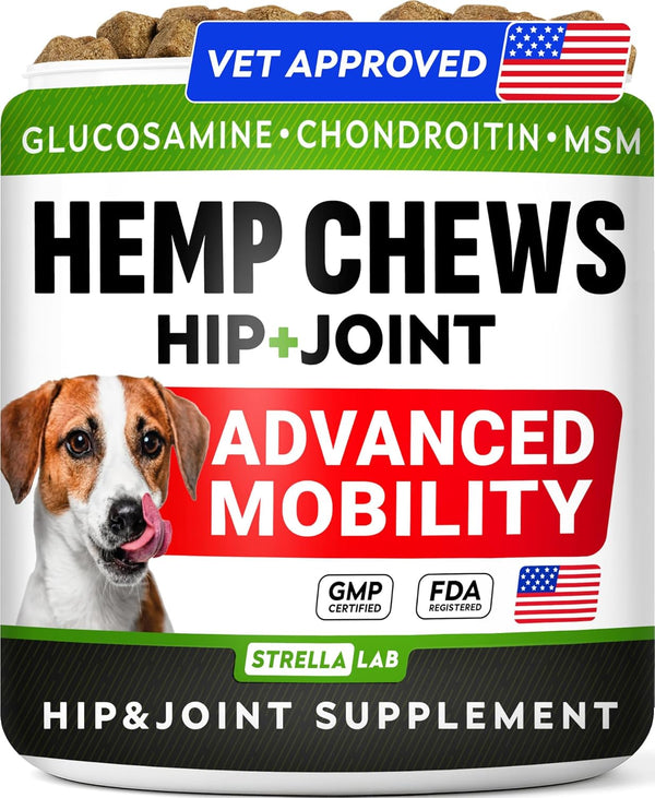 Advanced Hemp + Glucosamine Dog Joint Supplement - Hip Joint Pain Relief