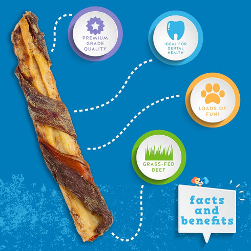 7" (4 Count) Jack&Pup Twist Beef Rib Bones for Dogs, Beef Rib Bone Small Dog Bones for Puppies with Beef Jerky Twist